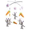 Handmade Baby Crib Mobile Baby Musical Mobile Nursery Room Hanging Animal Toy Decor; Grey Rabbit and Carrots