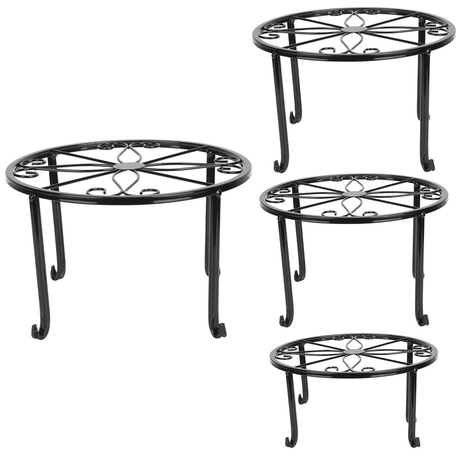 4Packs Iron Plotted Plant Stands Shelves Heavy Duty Round Flower Pot Holder Rack Home Yard Garden Patio Décor 4Packs Iron Plotted Plant Stands Shelves Heavy Duty Round Flower Pot Holder Rack Home Yard Garden Patio Décor