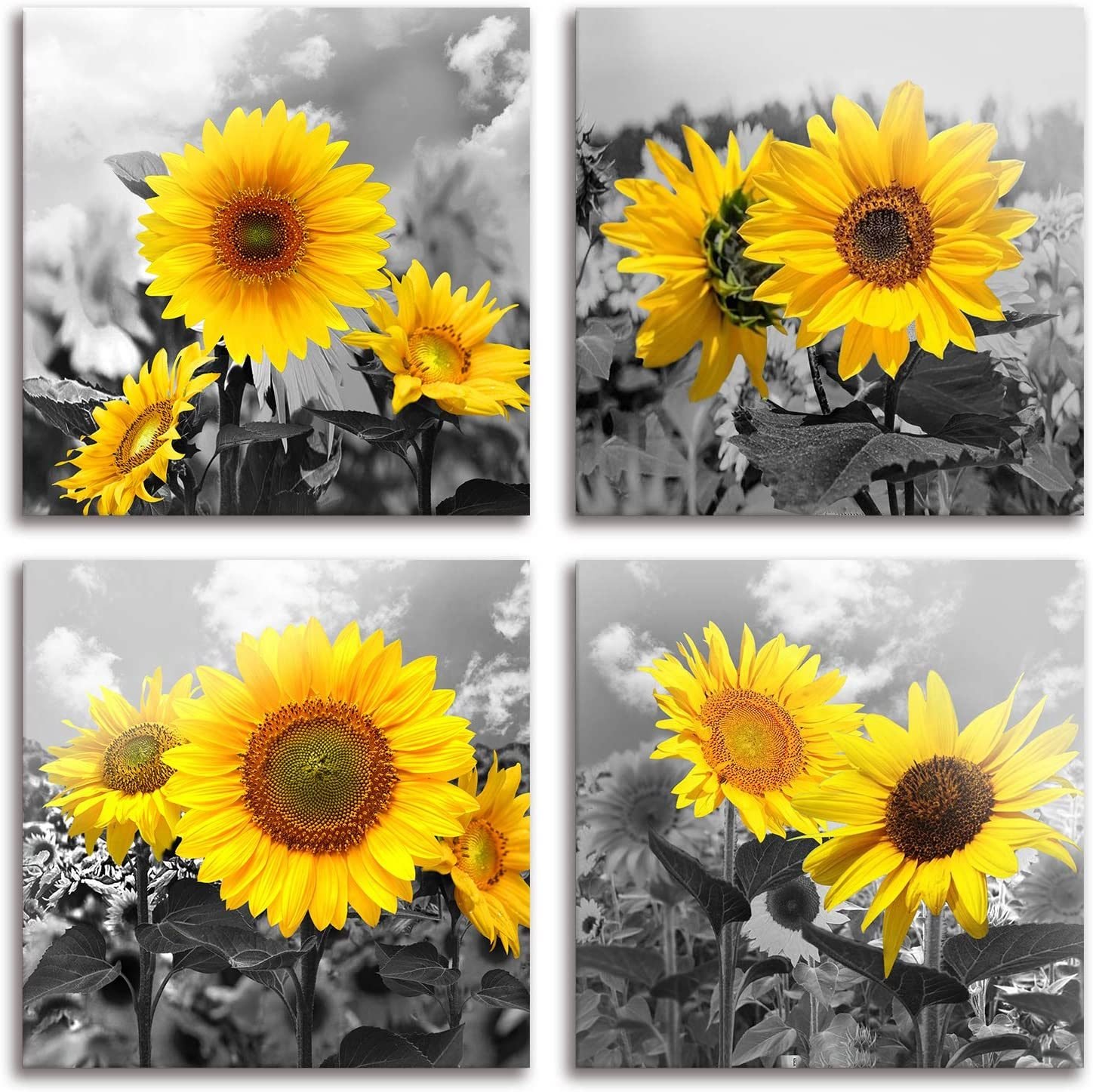 Wall Art Decor - 4 Panels Sunflower Canvas Wall Art Giclee Modern Home Decoration Watercolor Poster Canvas Picture for Living Room Ready to Hang Wall Art Decor - 4 Panels Sunflower Canvas Wall Art Giclee Modern Home Decoration Watercolor Poster Canvas Picture for Living Room Ready to Hang