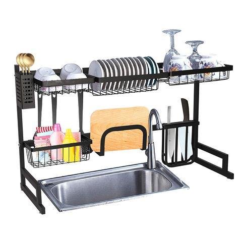 Bosonshop Over The Sink Dish Drying Rack Stainless Steel Kitchen Supplies Storage Shelf Drainer Organizer, 35" x 12.2" x 20.4" Bosonshop Over The Sink Dish Drying Rack Stainless Steel Kitchen Supplies Storage Shelf Drainer Organizer, 35" x 12.2" x 20.4"