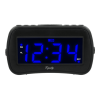 Equity 1.4 inch Day of Week Insta-Set Black LCD Alarm Clock, 30022