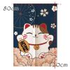 Japanese Style Door Curtain Fortune Cat Kitchen Partition Curtain Short Curtain Sushi Ramen Restaurant Decor Half Curtain,31x47 Inch