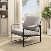 Contemporary Square Metal Frame Accent Chair – Mushroom / Black