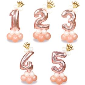 13Pcs/set Rose Gold Number Foil Balloons Happy Birthday Balloons Baby Shower Kids Birthday Party Decorations Number Balloons (Color: Number 8)