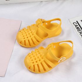 Summer Children Sandals Baby Girls Soft Non-slip Princess Shoes Kids Candy Jelly Beach Shoes Boys Casual Roman Toddler Slippers (Size: 27-insole 15.5cm, Color: yellow)