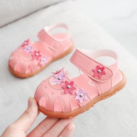 Summer Baby Sandals for Girls Cherry Closed Toe Toddler Infant Kids Princess Walkers Baby Little Girls Shoes Sandals Size 15-30 (Size: 26, Color: Flower Pink)