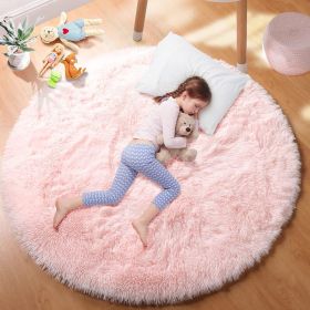Round Rug for Bedroom, Fluffy Round Circle Rug for Kids Room (Size: 160x160cm, Color: pink)