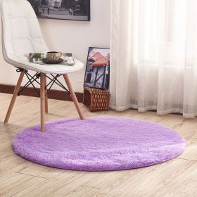 Round Rug for Bedroom, Fluffy Round Circle Rug for Kids Room (Size: 120x120cm, Color: purple)