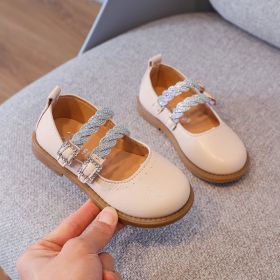 Diamond Leather Princess Shoes Baby Children Shoes For Girl (Size: 27(insole 16cm), Color: Beige)