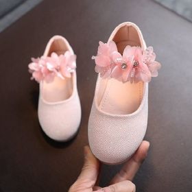 Spring Autumn Children Girls Princess Fashion Flower PU Leather Shoes For Baby (Size: 22(insole 13.5cm), Color: pink)