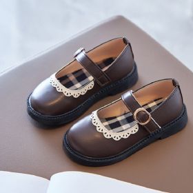 Spring Leather Princess Shoes Baby Children Shoes For Girls (Size: 31(insole 19cm), Color: Brown)