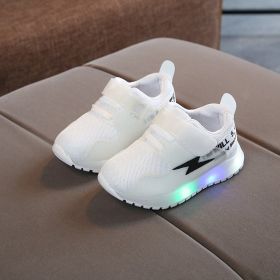 Size 21-30 Children LED Sneakers for Boys Glowing Shoes for Baby Girls Toddler Shoes with Light Up Sole Luminous Sneakers Tenis (Size: 22(insole 13.5cm), Color: White)