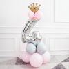 Happy Birthday Number Foil Balloons Baby Girl First Party Decoration Kids Latex Macaron Supplies